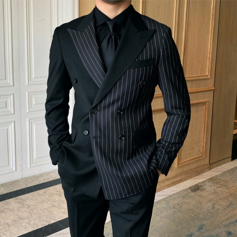 Striped Double Breasted Blazer For Men
