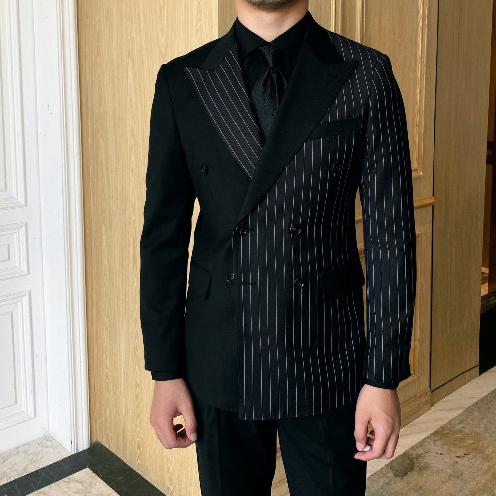 Striped Double Breasted Blazer For Men