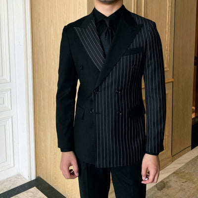 Striped Double Breasted Blazer For Men