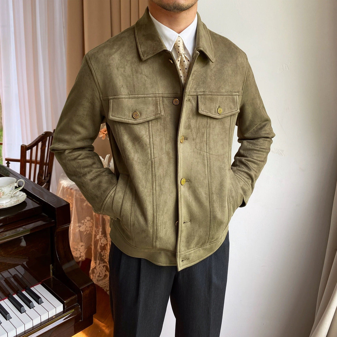 Solid Color Casual Retro Easy Matching Coat