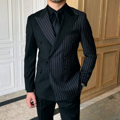 Striped Double Breasted Blazer For Men