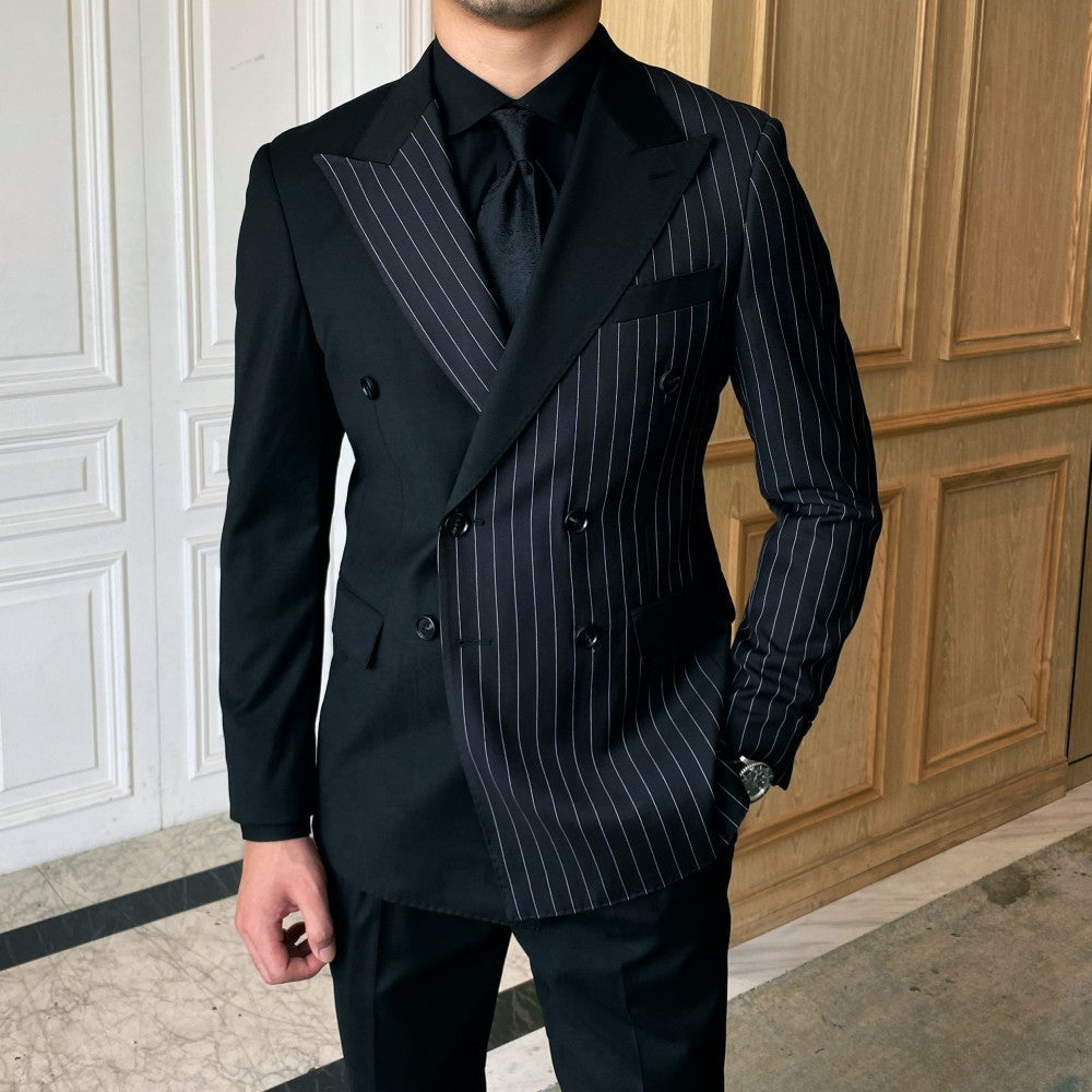 Striped Double Breasted Blazer For Men